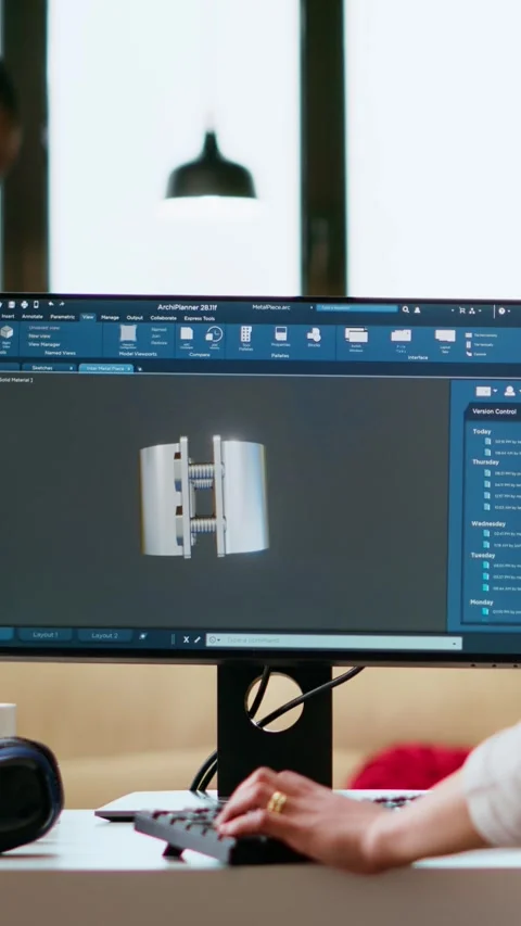 Vertical Video Expert engineer develops industrial prototypes using 3D modeling 스톡 동영상 319479048