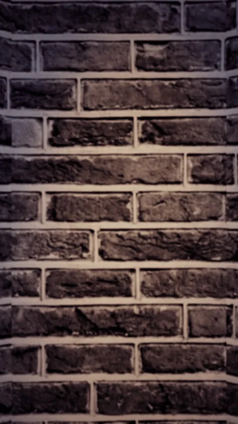 Vertical video: Exposed brick wall static while tone shift and jitter revealing Stock Footage 348384119
