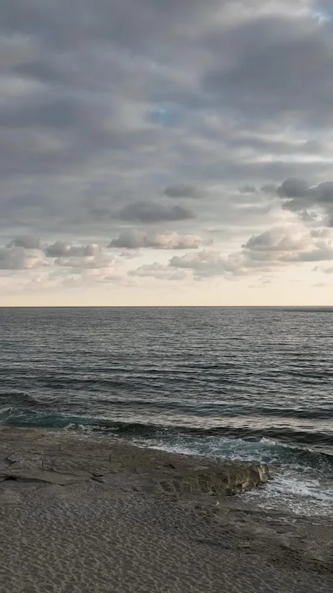 Vertical Video: Exquisite Cloudy Sunset Scenes by the Mediterranean Stock Footage 245141823