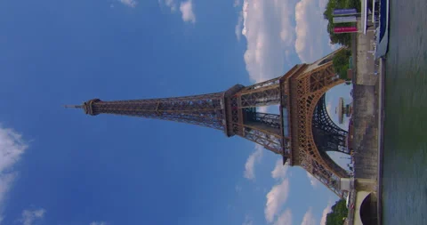 Vertical video famous square with Eiffel tower in the background time lapse Stock Footage 245183265