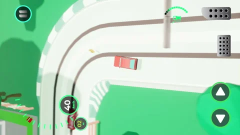 Vertical video of a fast red car completing the obstacle course in a simulator Vídeo Stock 283113334