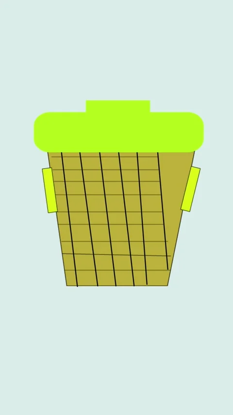 Vertical video featuring animated trash can with yellow and brown tones des.. Stock Footage 321627155