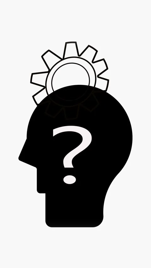 Vertical video featuring brain gear idea with question mark for problem sol.. Video stock 321627611