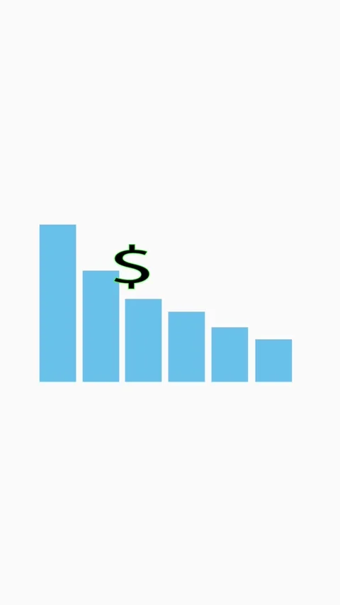 Vertical video featuring economic decline with dollar sign and financial gr.. Stock Footage 321627528
