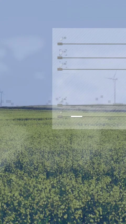 Vertical video: Feed arriving, crop field showing map and UI sliders animating Stock Footage 334602954