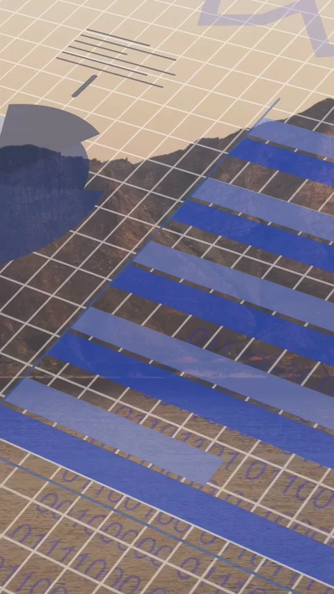 Vertical video: Feed starting blue layer moving right over pie shifting bars Stock Footage 334025093