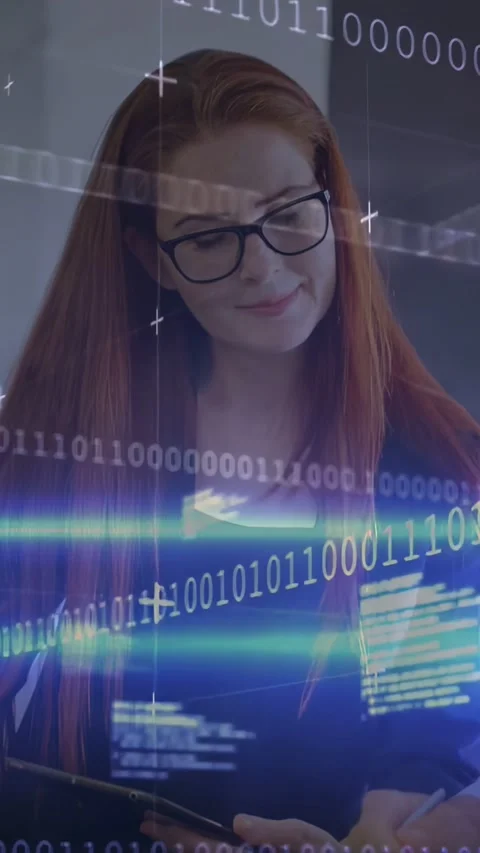 Vertical video: Female analyst tapping tablet as colleague pointing stylus, Stock Footage 331334197