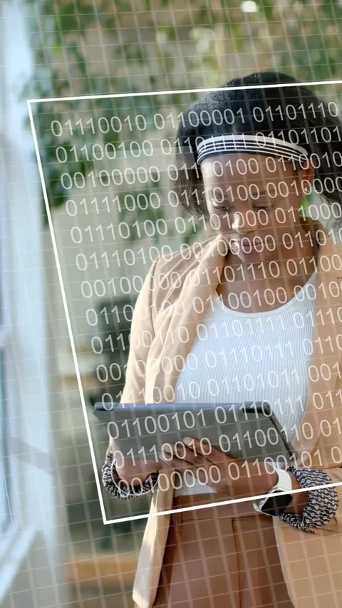 Vertical video: Female analyst tapping tablet and making business chart overlays Stock Footage 333744690