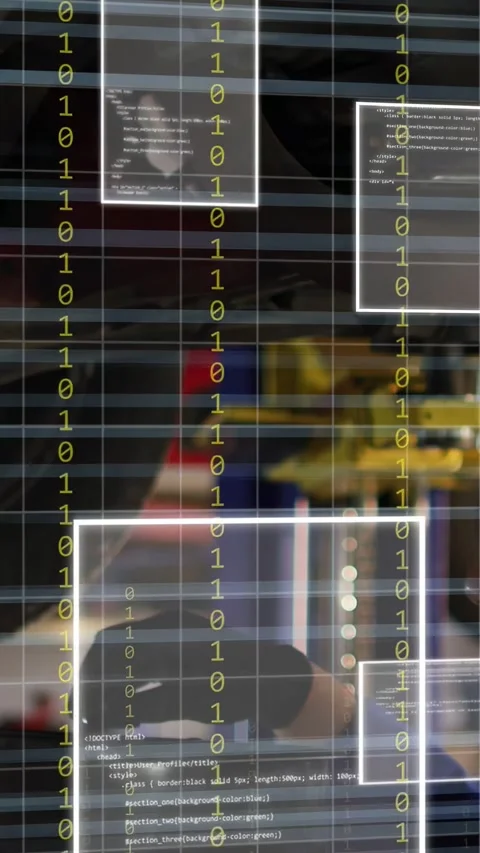 Vertical video: Female tech placing part under car, activating binary code Stock Footage 334047087