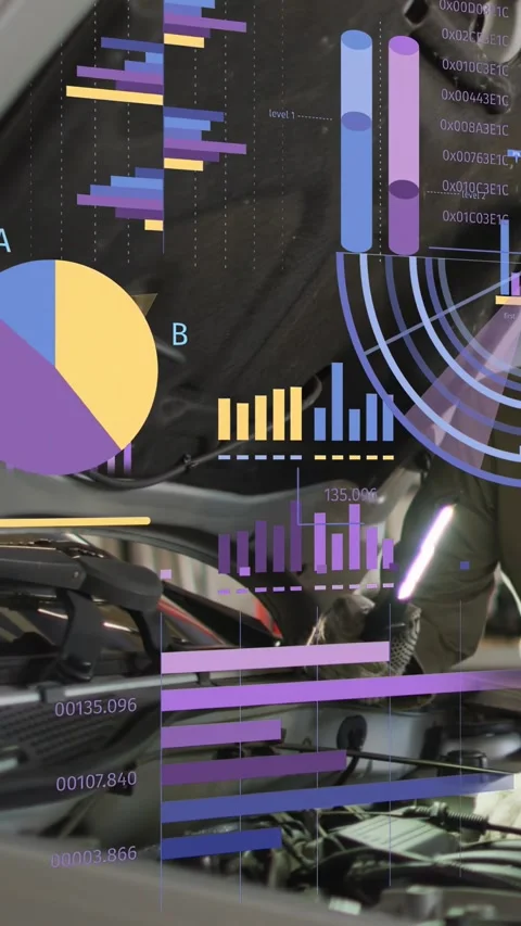 Vertical video: Female tech plugging cable, inspecting engine and monitoring Stock Footage 335513590