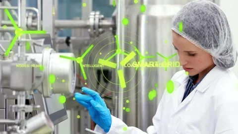 Vertical video: Female tech touching panel and turning knob in plant, logging Stock Footage 331820894