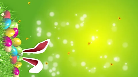 Vertical video. Festive animation with Easter colored eggs on green grass Stock Footage 236254891