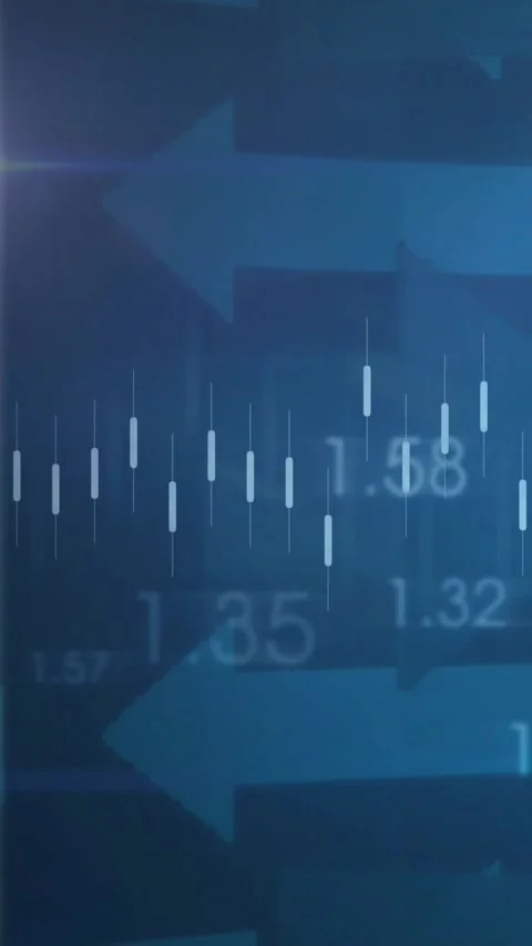 Vertical video: Finance viz getting market data pulsing candles drawing yellow Stock Footage 330509680
