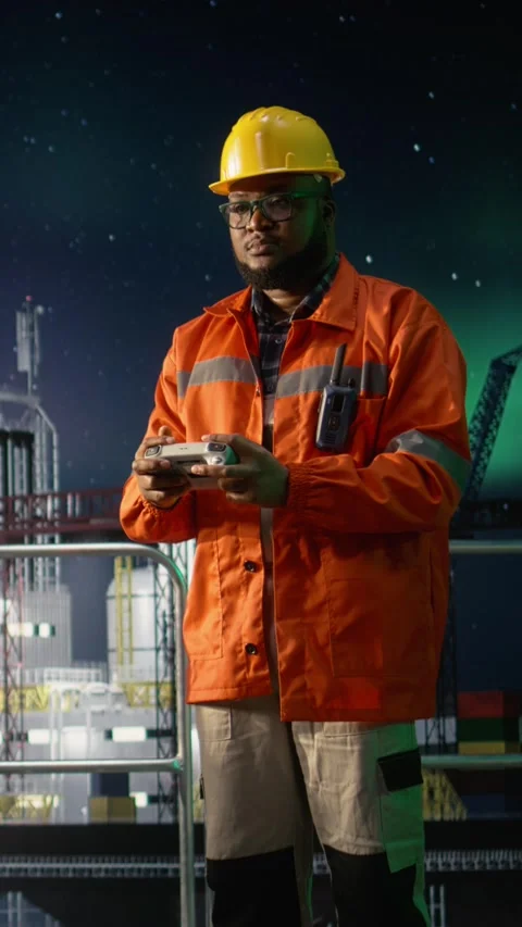 Vertical video Finding fossil fuel reserves, oil crisis and drone used by man on Stock Footage 339887838