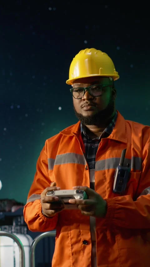 Vertical video Finding fossil fuel reserves, oil crisis and drone used by man on Stock Footage 339889549