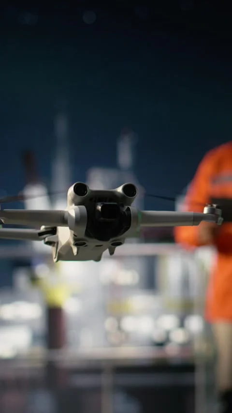 Vertical video Finding fossil reserves during oil crisis, drone close up and Stock Footage 339887878