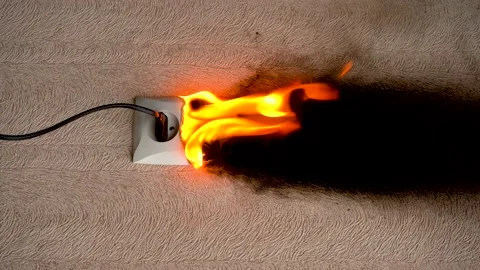 Vertical video. Fire caused by short cir... | Stock Video | Pond5