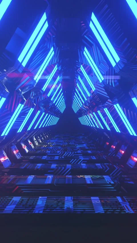 Vertical video: First blue LED pulse starting, triangular tunnel pulsing and Stock Footage 348636375
