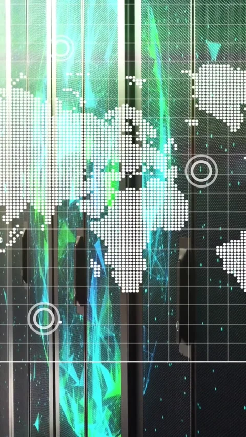 Vertical video: First node popping over NA starting dot map, nodes pulsing and 스톡 동영상 328350053