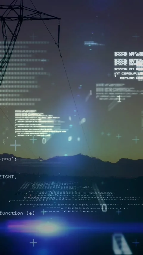 Vertical video: Flare pulsing, data column forming above ridge, binary flow Stock Footage 332507091