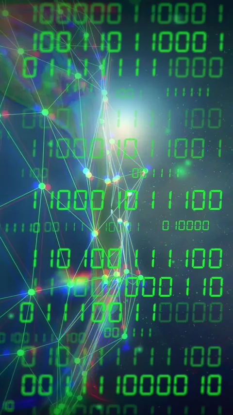 Vertical video: Flare starting mesh orb rising and turning as nodes pulsing and Stock Footage 335802615