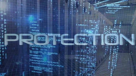 Vertical video: Floating HACKING showing shifting into DIGITAL while code Stock Footage 331789782