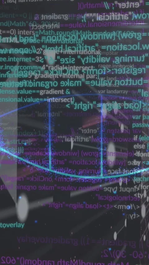Vertical video: Frame 1 starting tech overlay, cyan waveform sweeping, nodes Stock Footage 331128705