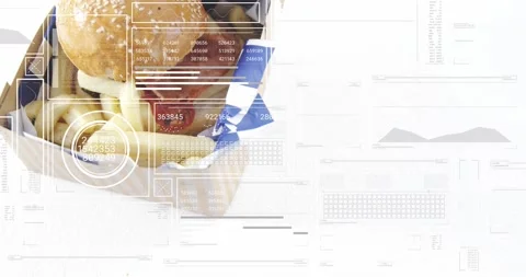 Vertical video: Frame clearing, box sliding into set selling burger and fries Stock Footage 331571000