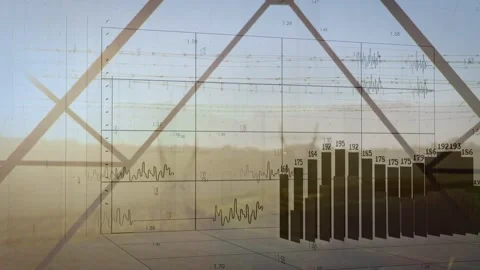 Vertical video: Frames starting triangle window showing faint grid and 3D bars Stock Footage 332772075