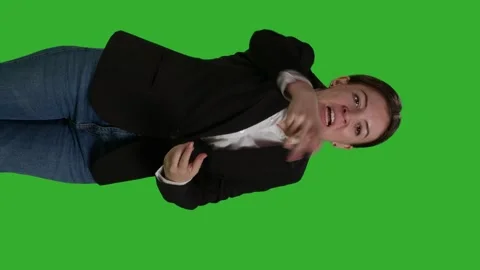 Vertical video: Front view of young angry businesswoman acting negative Stock Footage 227038677