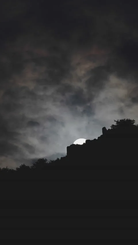 Vertical Video Full Moon Setting Timelapse Stock Footage 230096379