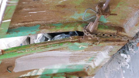Vertical video of garbage container in the city in 4k slow motion 60fps Stock Footage 162159728