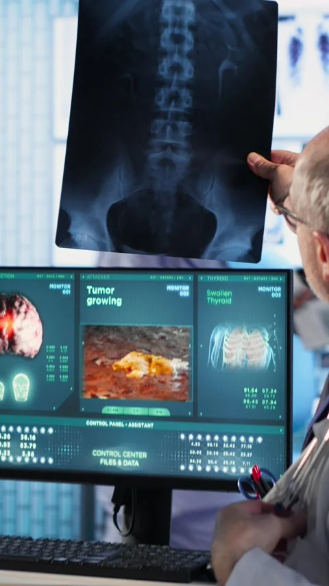 Vertical Video Geriatric physician provides cancer awareness through medical Stock Footage 306502156