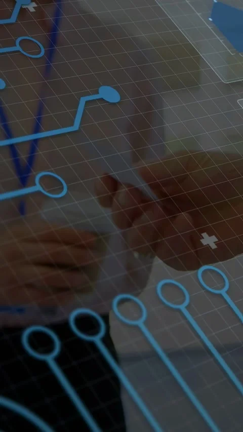 Vertical video: Ghost showing hands moving screen holding badge pressing pen Stock Footage 334859649