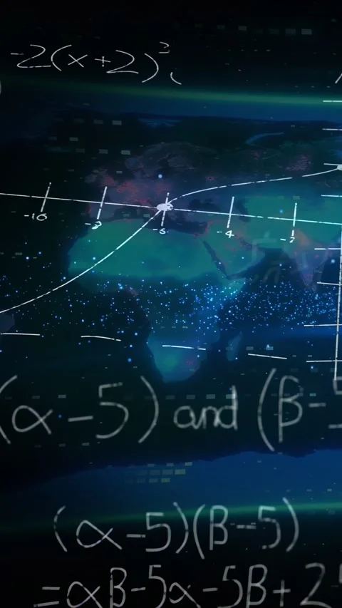 Vertical video: Given roots fading in, handwritten math expanding and plotting Stock Footage 335802823