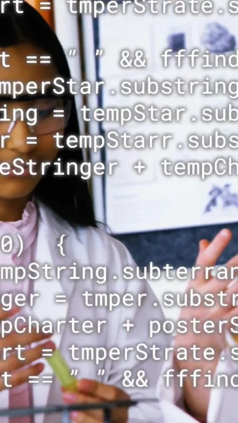 Vertical video: Glitch clearing peers rotating vial raising flask, lab testing Stock Footage 331271082