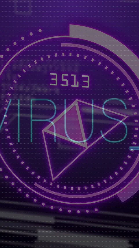 Vertical video: Glitch starting while purple HUD readout dropping and arc Stock Footage 329912758
