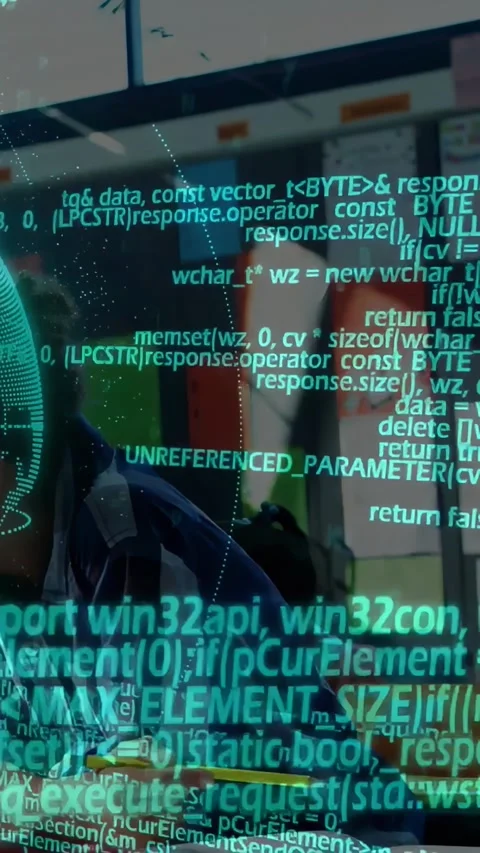 Vertical video: Globe code overlay appearing, student leaning holding yellow Stock Footage 331271060