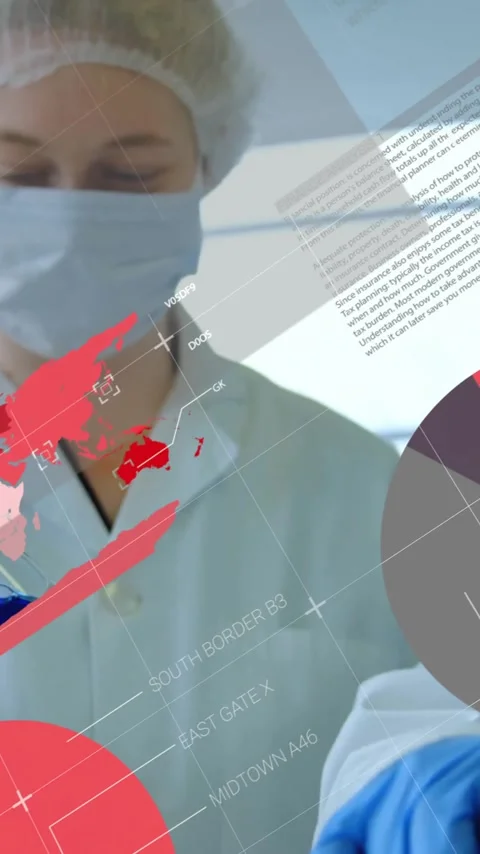 Vertical video: Gloved hand entry causing lab tech holding blue test tube Stock Footage 333319954
