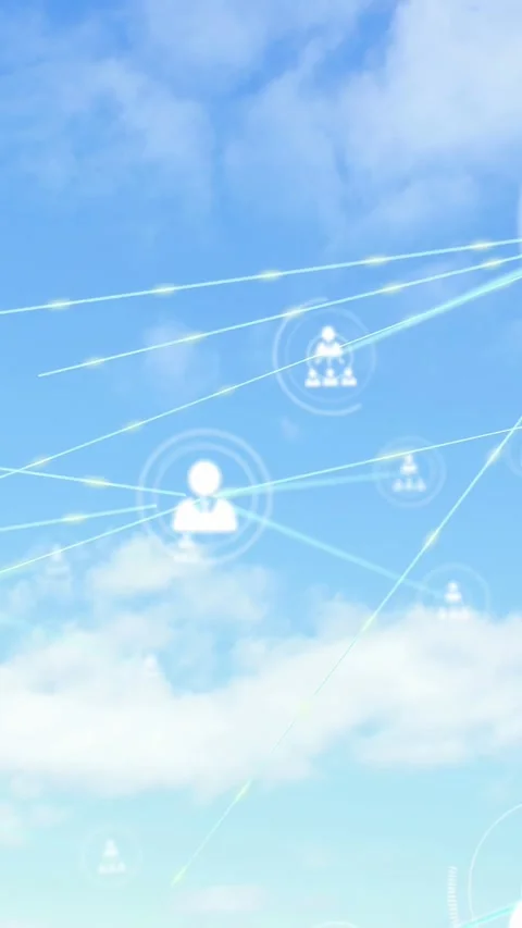Vertical video: Glowing dot sparking center user icon pulsing, spawning nodes, Vídeo Stock 331009313