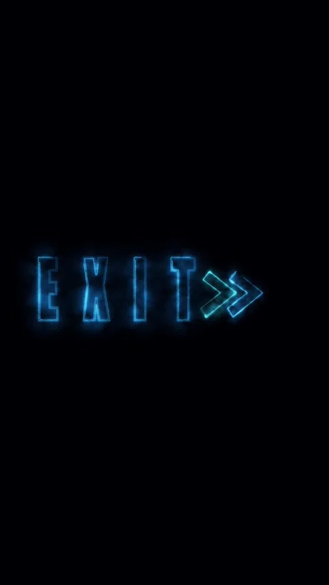 Vertical video glowing exit sign neon arrow animation transition cinematic .. Stock Footage 321630113