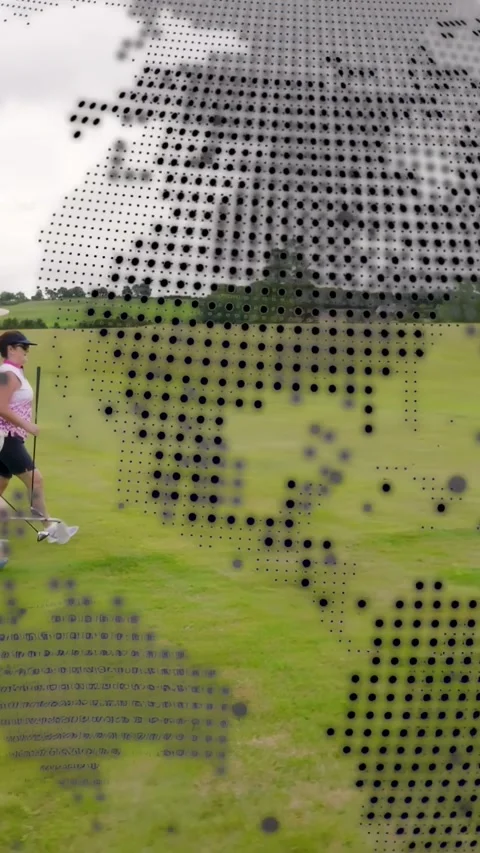 Vertical video: Golfers entering left, walking fairway playing golf with Stock Footage 333304227