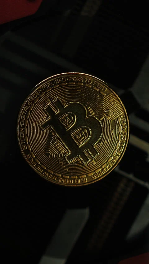 Vertical video. GPU mining digital cryptocurrency, Bitcoin (BTC) on the gra.. Stock Footage 297180916