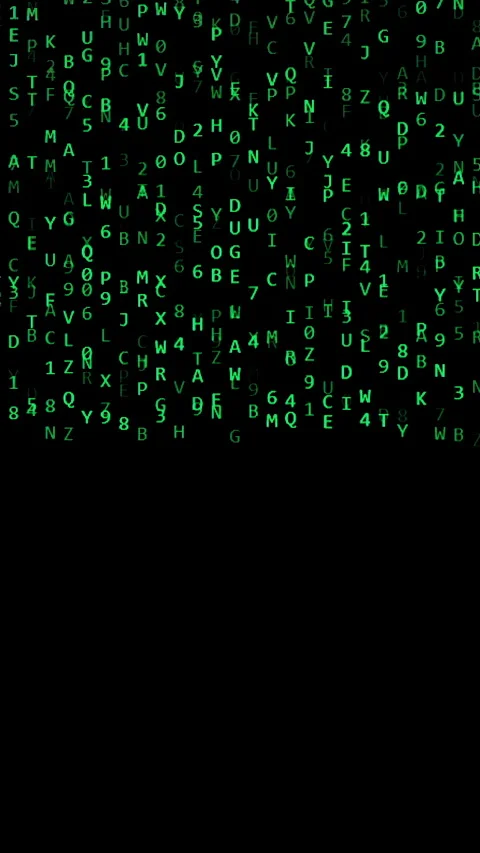 Vertical video. Green Alphanumeric Characters Scrolling on a Black Screen, Stock Footage 281454842