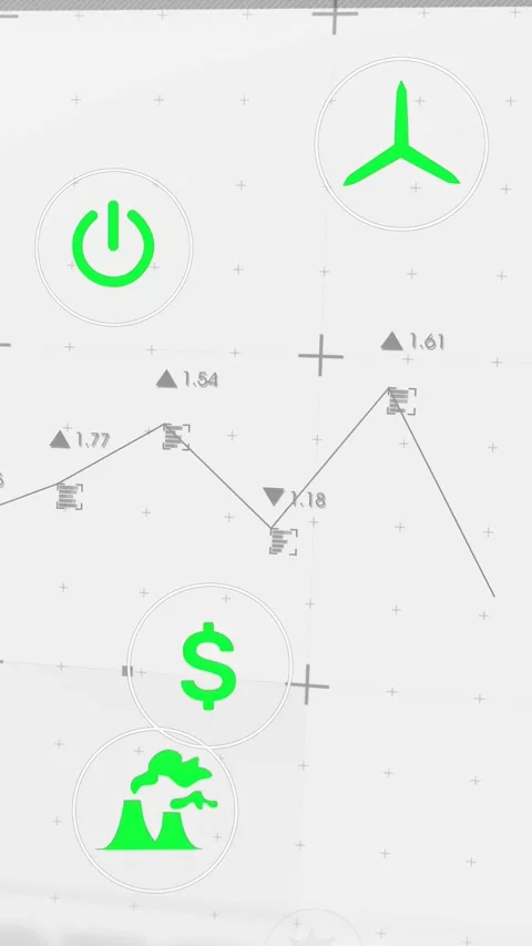 Vertical video: Green data icons rising after star highlight, linking via arc Stock Footage 333006098