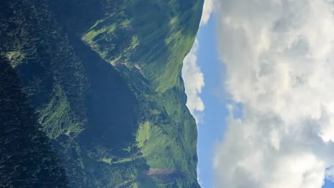 Vertical video. Green Mountains in the clouds. HDR. Time Lapse. Sochi, Russia Stockbeeldmateriaal 85882193