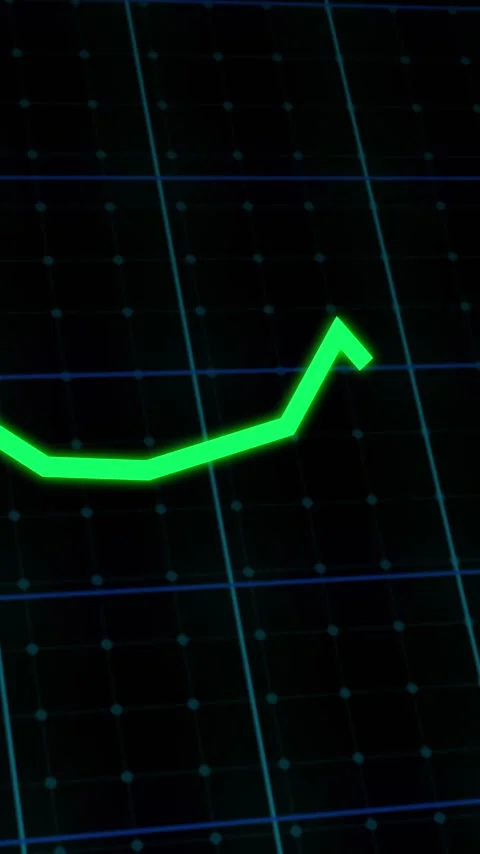 Vertical video: Green trace emerging left, forming zigzag plotting data on teal Stock Footage 348384229