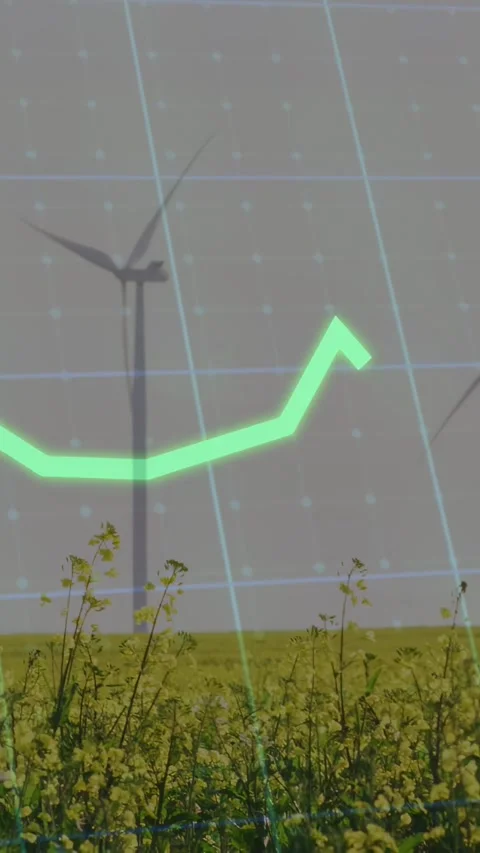 Vertical video: Grid appearing, green chart entering and zigzagging across Stock Footage 332735039