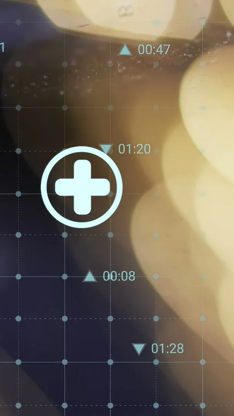 Vertical video: Grid appearing, HUD showing seven service icons in order, fading Stock-Footage 334046925