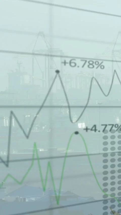 Vertical video: On grid fade-in data overlay drawing lines and labels over hazy Stock Footage 328350346